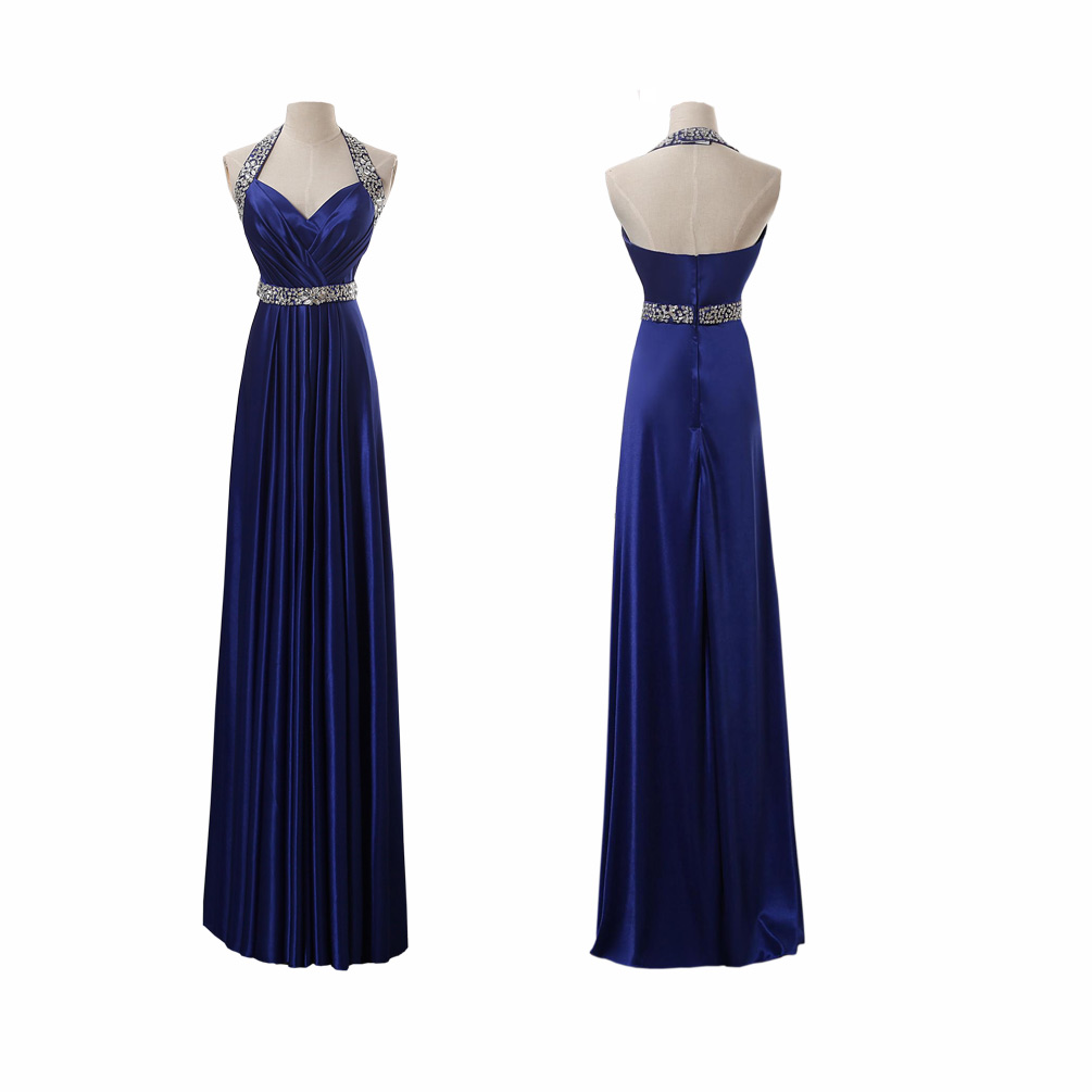 Royalblue Long Prom Dress Hanging Neck Prom Dress Evening Party Dress