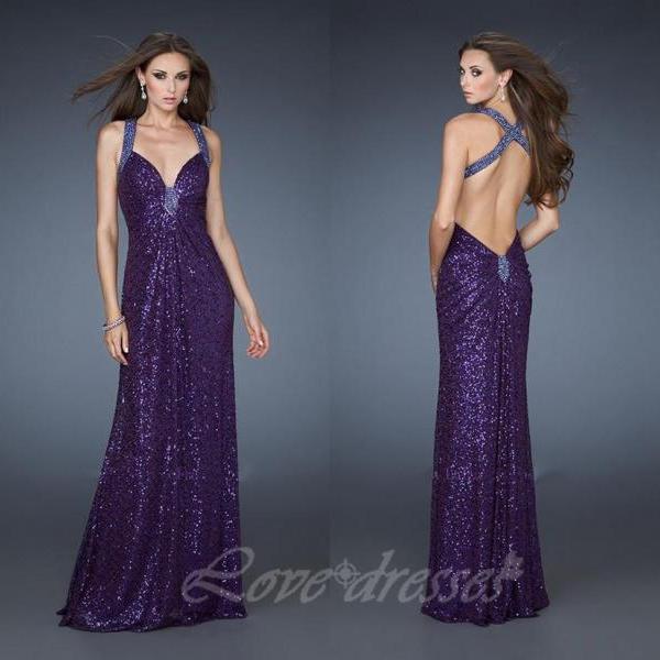 Lace Hang A Neck Long Prom Dress Backless Chiffon Evening Gown Party